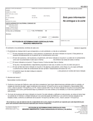 Document preview: Formulario GC-220 S Petiticion De Determinaciones Especiales Para Menores Inmigrantes - California (Spanish)