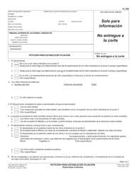 Document preview: Formulario FL-200 Peticion Para Establecer Filiacion - California (Spanish)