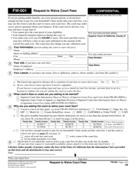 Document preview: Form FW-001 Request to Waive Court Fees - California