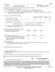 Formulario FL-220 S &quot;Respuesta a Peticion De Establecer Filiacion (Paternidad Uniforme)&quot; - California (Spanish), Page 2