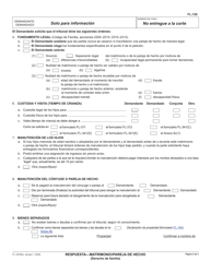 Formulario FL-120 S &quot;Respuesta - Matrimonio/Pareja De Hecho (Derecho De Familia)&quot; - California (Spanish), Page 2