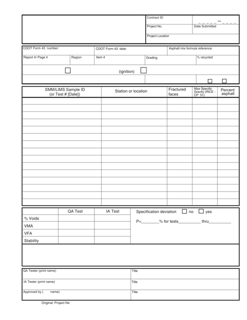 CDOT Form 58  Printable Pdf