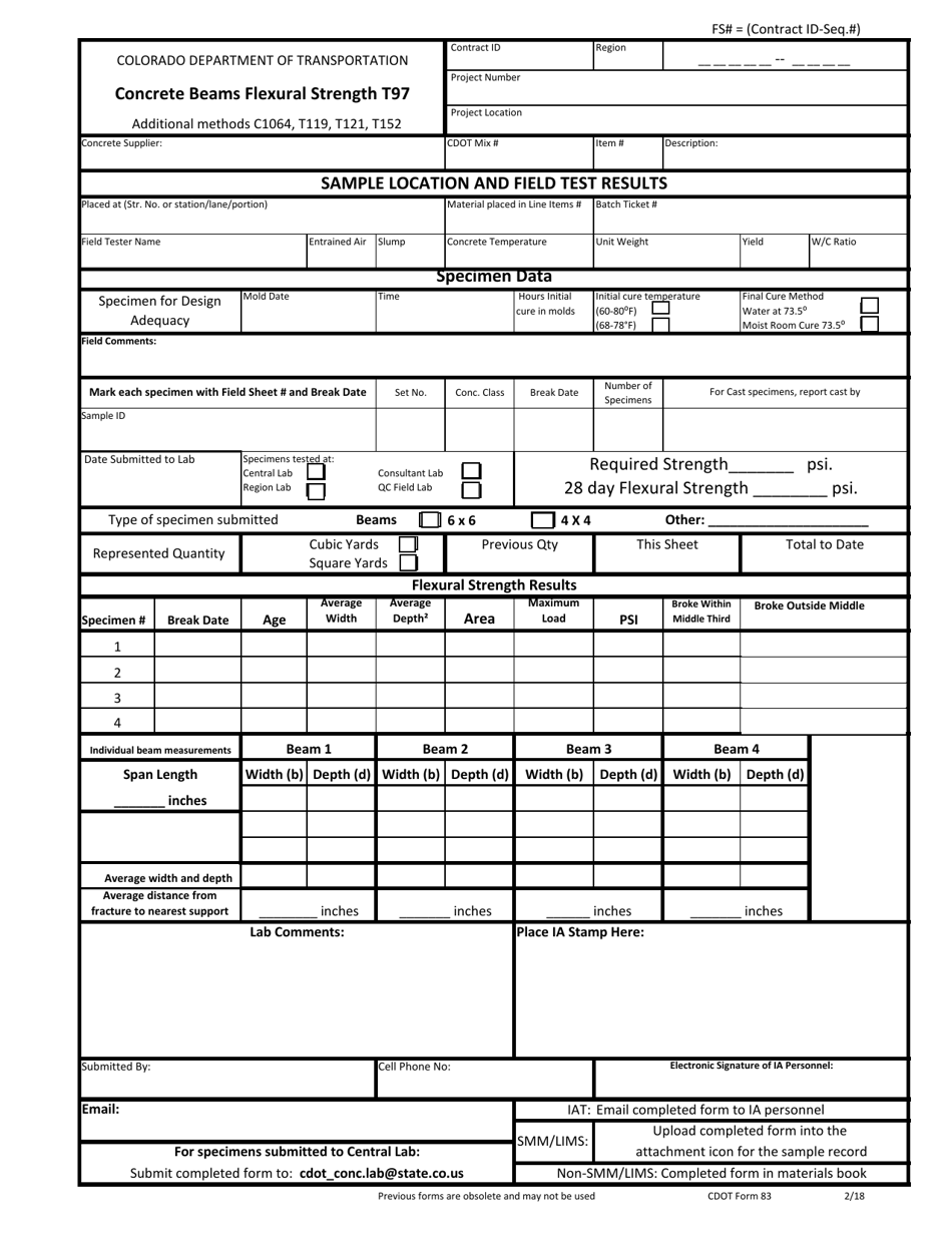 CDOT Form 83 - Fill Out, Sign Online and Download Fillable PDF ...
