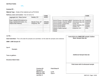 CDOT Form 411 Pg Binder/Emulsion Submittal - Colorado, Page 2