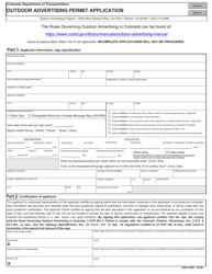 CDOT Form 291 Outdoor Advertising Permit Application - Colorado