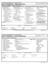Document preview: CDOT Form 757 Mail Transmittal - Headquarters - Colorado