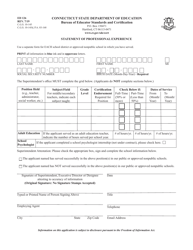 Form ED126 &quot;Statement of Professional Experience&quot; - Connecticut