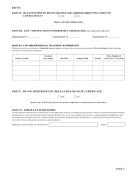 Form ED712 Application for Military Spouse Teacher Permit - Connecticut, Page 2