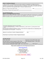 Public Water System Screening Form - Connecticut, Page 2