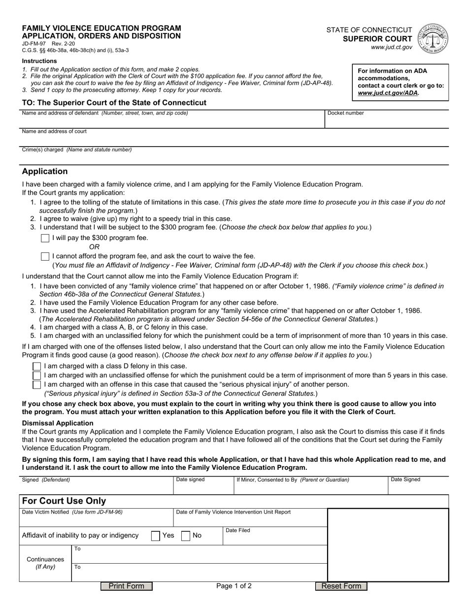 Form JDFM97 Download Fillable PDF or Fill Online Family