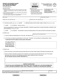 Document preview: Form JD-CV-163CO Request for Nondisclosure of Location Information - Civil Protection Order - Connecticut