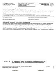 Document preview: Form JD-CV-144CO Statement of Facts - Civil Protection Order - Connecticut