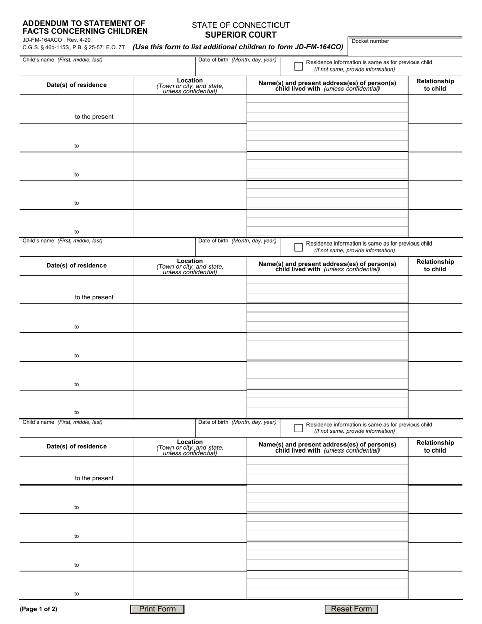 Form JDFM164ACO Fill Out, Sign Online and Download Fillable PDF