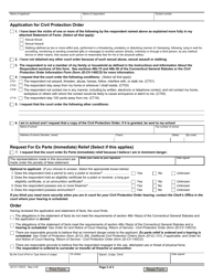 Form JD-CV-143CO &quot;Application for Civil Protection Order&quot; - Connecticut, Page 2