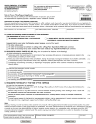 Document preview: Form JD-FM-233CO Supplemental Statement and Request for Orders of Maintenance - Connecticut