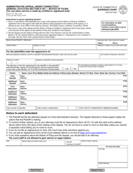 Document preview: Form JD-CV-137 Administrative Appeals Under Connecticut General Statutes Section 4-183 - Notice of Filing - Connecticut
