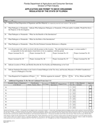 Form FDACS-08208 Application and Permit to Move Organisms Regulated by the State of Florida - Florida, Page 2