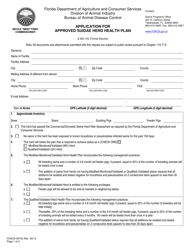 Form FDACS-09153 Application for Approved Suidae Herd Health Plan - Florida