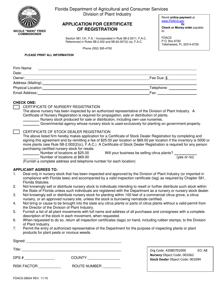 Form Fdacs 08004 Fill Out Sign Online And Download Fillable Pdf Florida Templateroller 8395