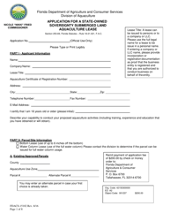 Form FDACS-15102 Application for a State-Owned Sovereignty Submerged Land (Aquaculture) Lease - Florida