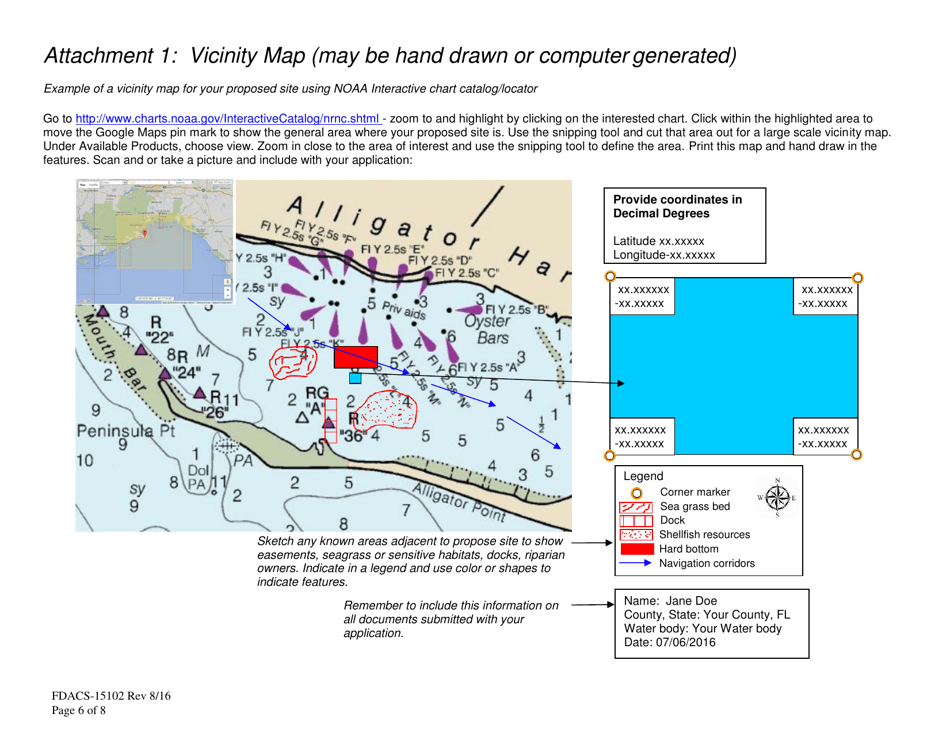 Form FDACS-15102 Application for a State-Owned Sovereignty Submerged Land (Aquaculture) Lease - Florida, Page 6