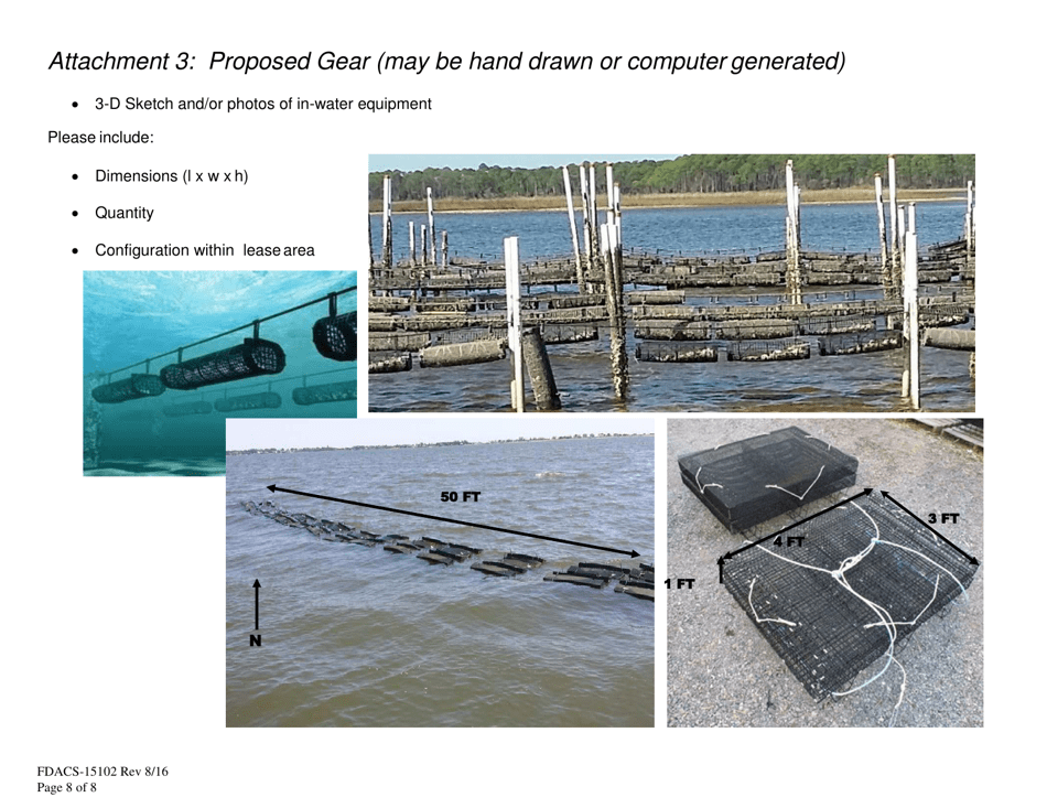 Form FDACS-15102 Application for a State-Owned Sovereignty Submerged Land (Aquaculture) Lease - Florida, Page 8