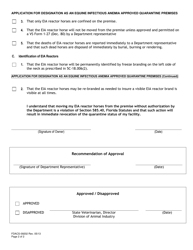 Form FDACS-09202 Application for Designation as an Equine Infectious Anemia Approved Quarantine Premises - Florida, Page 2