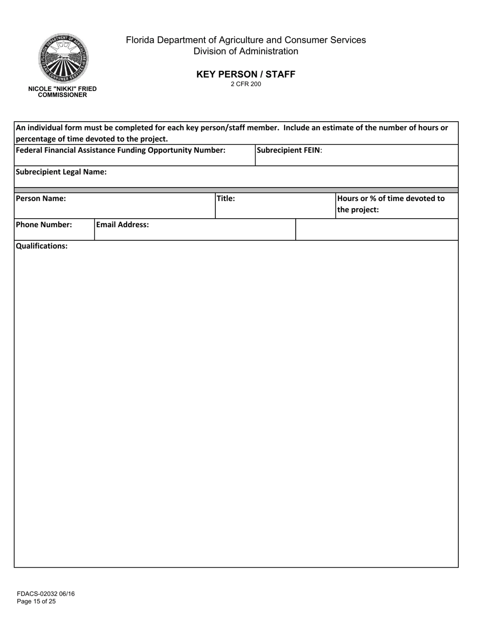 Form FDACS-02032 Download Fillable PDF or Fill Online Application for ...