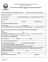Form FDACS-02032 Application for Federal Financial Assistance Subaward - Florida, Page 2