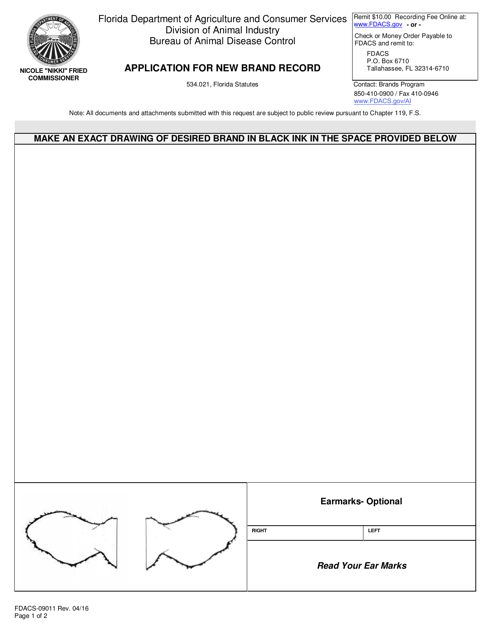 Form FDACS-09011  Printable Pdf