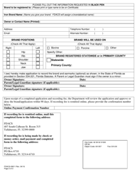 Form FDACS-09011 Application for New Brand Record - Florida, Page 2
