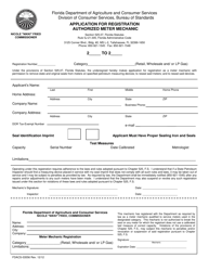 Document preview: Form FDACS-03556 Application for Registration Authorized Meter Mechanic - Florida