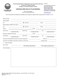 Form FDACS-09147 Cervidae Herd Health Plan Renewal - Florida