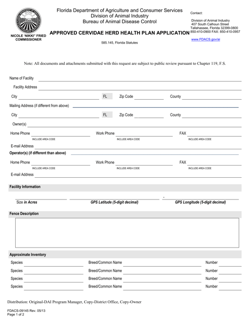 Form FDACS-09145  Printable Pdf