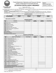 Document preview: Form FDACS-13613 Arthropod Control Budget Amendment - Florida