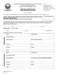 Document preview: Form FDACS-09125 Arboviral Encephalitis Case Information Form - Florida