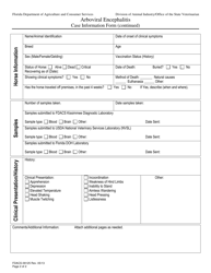Form FDACS-09125 Arboviral Encephalitis Case Information Form - Florida, Page 2