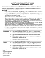 Form FDACS-10054 Board of Professional Surveyors and Mappers Application for Certificate of Authorization - Florida, Page 2