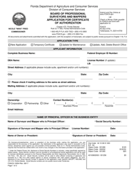 Form FDACS-10054 Board of Professional Surveyors and Mappers Application for Certificate of Authorization - Florida, Page 3