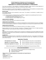 Form FDACS-10050 Board of Professional Surveyors and Mappers Application for Licensure by Examination or Endorsement - Florida, Page 2
