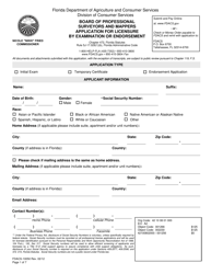 Form FDACS-10050 Board of Professional Surveyors and Mappers Application for Licensure by Examination or Endorsement - Florida, Page 3