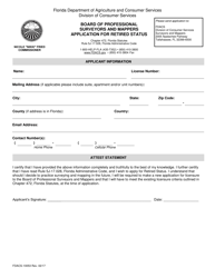 Form FDACS-10053 Board of Professional Surveyors and Mappers Application for Retired Status - Florida, Page 3