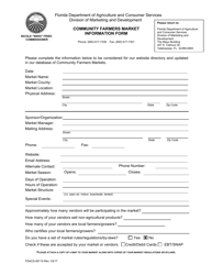 Document preview: Form FDACS-06115 Community Farmers Market Information Form - Florida
