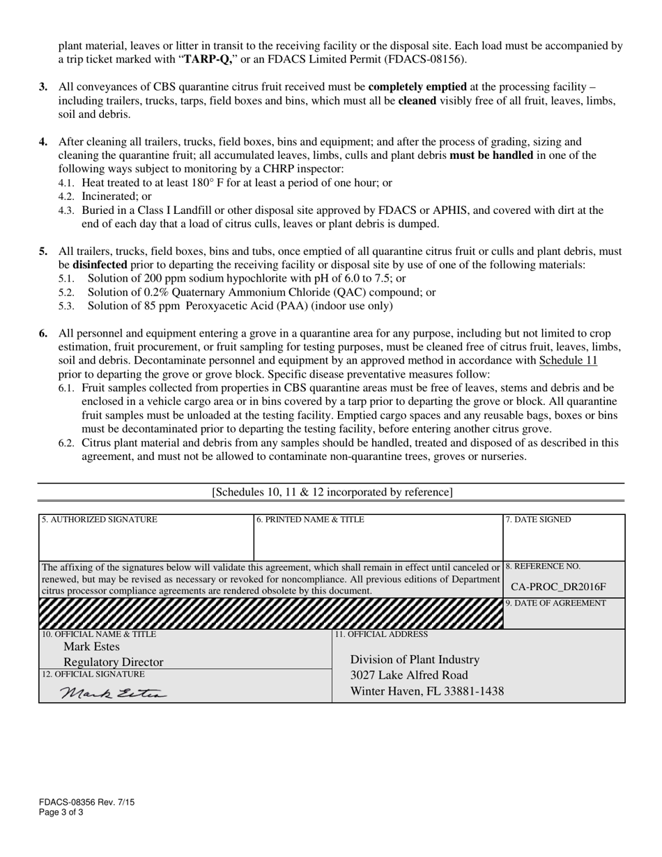 Form Fdacs-08356 - Fill Out, Sign Online And Download Fillable Pdf 