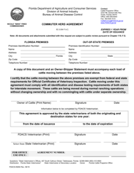Document preview: Form FDACS-09264 Commuter Herd Agreement - Florida