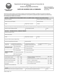 Document preview: Formulario FDACS-14096 Carta De Acuerdo Con La Comisaria - Florida (Spanish)
