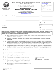 Document preview: Form FDACS-09108 Contagious Equine Metritis Quarantine Facility Inspection and Approval Checklist - Florida