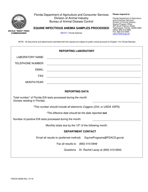 Form FDACS-09266  Printable Pdf