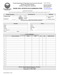 Document preview: Form FDACS-09229 Equine Viral Arteritis (Eva) Submission Form - Florida