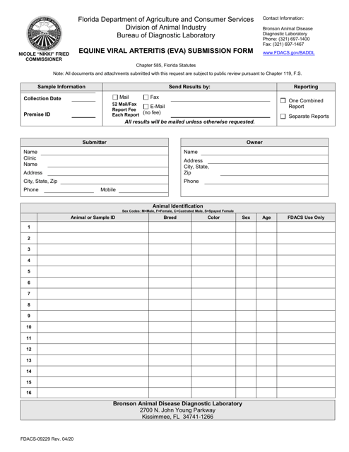 Form FDACS-09229  Printable Pdf
